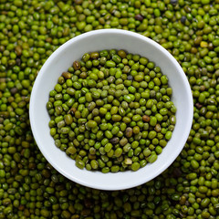 Green mung beans in bowl