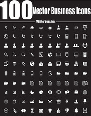 100 Vector Business Icons - White Version