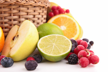 collection fruits isolated on white