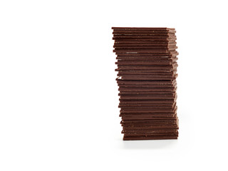 Pile of Chocolate chunks isolated on white background.