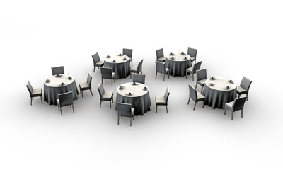 white tables