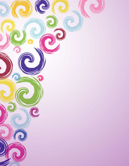 Colorful painted patterns on a purple background