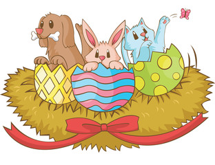 Easter animal cartoon, cerate by vector