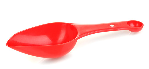 Empty measuring cup for washing powder isolated on white