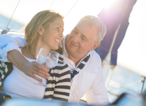 Happy Mature Couple Drinking Wine