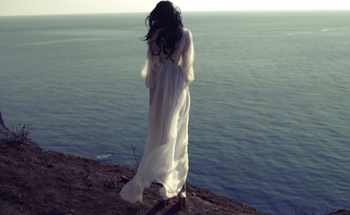girl in a long white dress