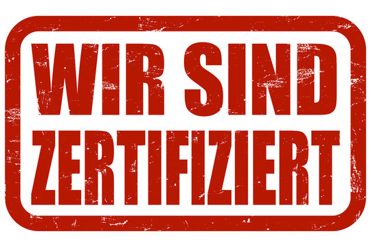 Grunge Stempel rot WIR SIND ZERTIFIZIERT