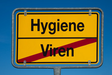Fototapeta premium Wechselschild ohne Pfeil VIREN - HYGIENE