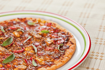 Crusty cooked pizza