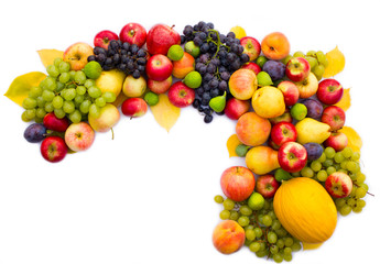 Fresh fruit on white background