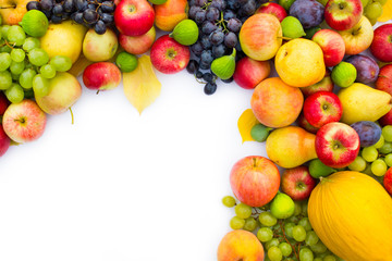 Fresh fruit on white background