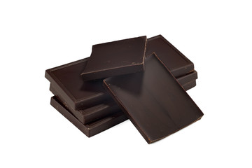 Pile of Chocolate chunks isolated on white background.