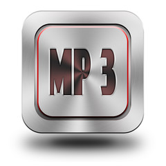 MP3 aluminum glossy icon - obrazy, fototapety, plakaty