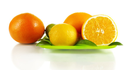 Fruits with leafs isolated on white
