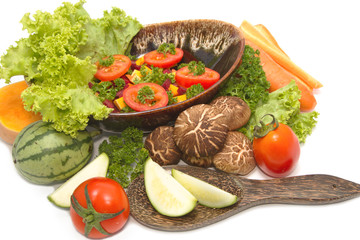 Assortment of fresh vegetables,parsley salad