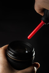 lens Cleaning with an air blower