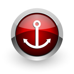 anchor red circle web glossy icon