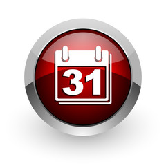 calendar red circle web glossy icon