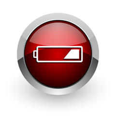 battery red circle web glossy icon