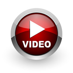 video red circle web glossy icon