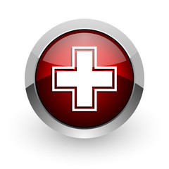 pharmacy red circle web glossy icon