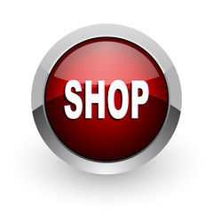 shop red circle web glossy icon