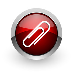 paper clip red circle web glossy icon