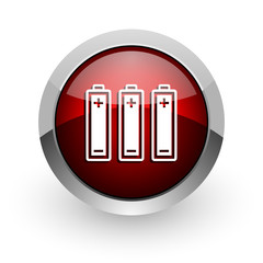 batteries red circle web glossy icon