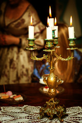 Retro golden candlestick