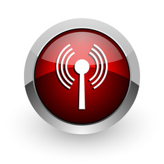 wifi red circle web glossy icon