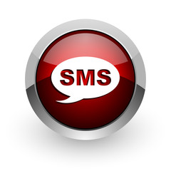 sms red circle web glossy icon