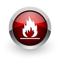 flames red circle web glossy icon