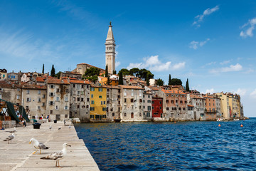 The Pier and the City of Rovinj on Istria Peninsula in Croatia