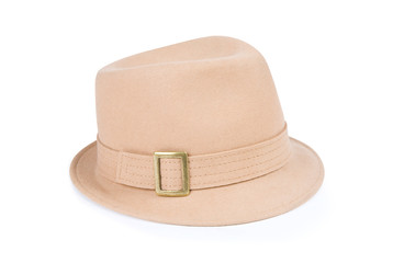female beige hat isolated on white background