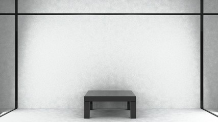 black table in white interior