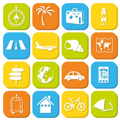 travel icons in squares