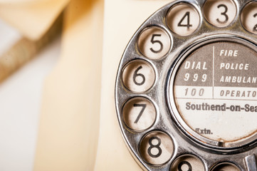 Fifties British vintage ivory telephone - macro dial detail