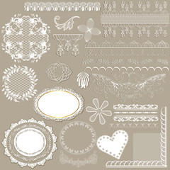 Collection of vector filigree white lace for design