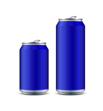 Two Blue Aluminum Can