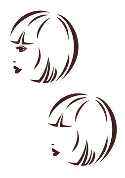 Hair stile icon, woman's profile, haircut bob