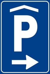 SEGNALE STRADALE PARCHEGGIO COPERTO CON DIREZIONE
