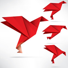 Obraz premium Origami paper bird on abstract background