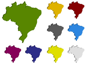Obraz premium Colorful Brazil Maps Set