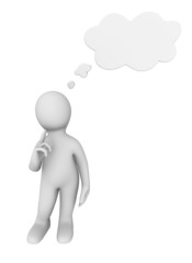 3d white man with idea bubble