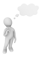 3d human with idea bubble