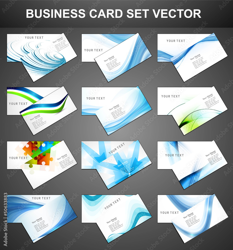 Poster abstract various 12 business card set collection vector