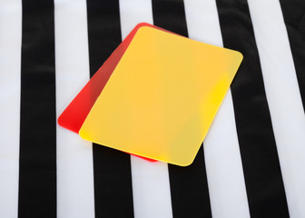 Soccer ball, whistle and cards