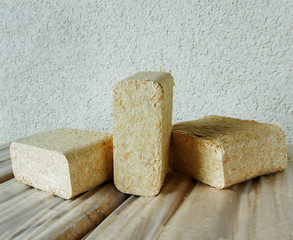 Wood briquettes.