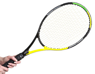 tennis racket in a female hand