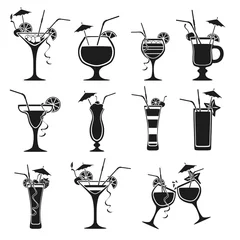 Foto op Plexiglas Set of vector cocktails on white background © Strezh